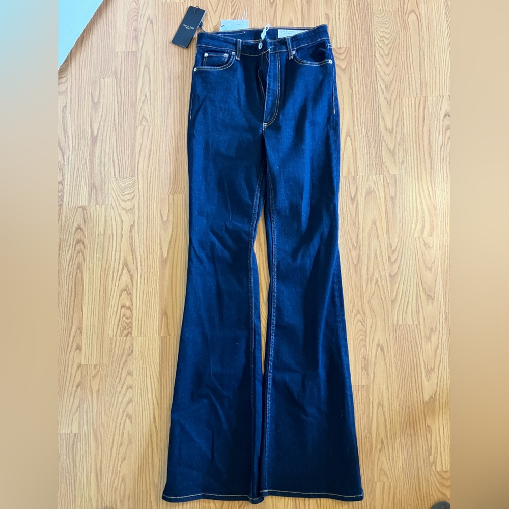 rag & bone Dark Indigo High Flare Jeans Casey